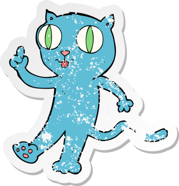 Bir insan tarafından çizilmiş bir karikatür kedinin gerilmiş yapıştırması.