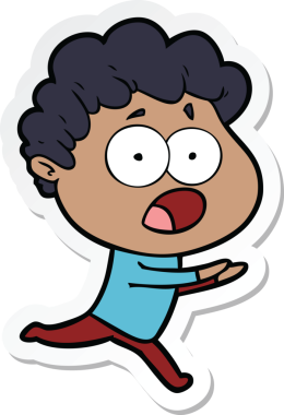 Bir insan tarafından çizilmiş, şaşırarak nefes nefese kalmış bir çizgi film karakterinin çıkartması.