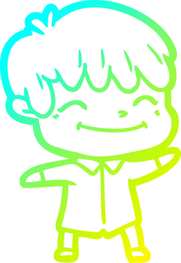 Bir çizgi film karakteri çizen soğuk çizgi bir insan tarafından çizilmiş mutlu çocuk.