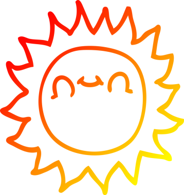 Bir insan tarafından çizilen çizgi film günışığının sıcak çizgi çizimi