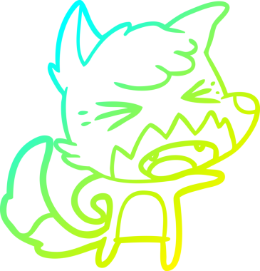 Bir insan tarafından çizilmiş kızgın bir tilkinin soğuk çizgi çizimi.