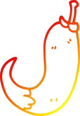 Bir insan tarafından çizilen kırmızı biber çizgi filminin sıcak gradyanı