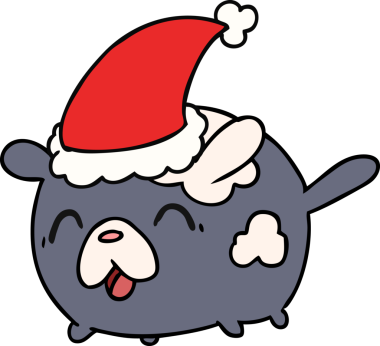 Bir insan tarafından çizilmiş kawaii köpeğinin Noel karikatürü.