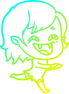 Bir insan tarafından çizilmiş gülen vampir kız çizgi filmi.