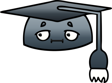 Bir insan tarafından çizilmiş mezuniyet şapkasının gölgeli çizgi filmi.