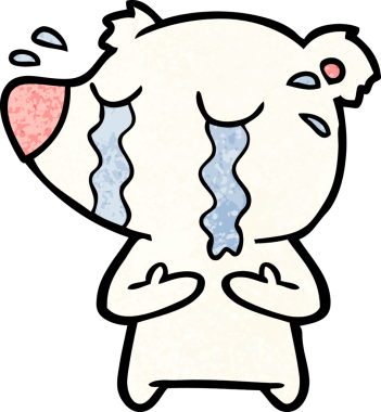 Bir insan tarafından çizilmiş üzgün küçük kutup ayısı çizgi filmi.