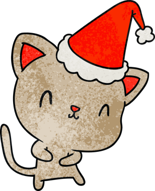 Bir insan tarafından çizilmiş kawaii kedisinin el yapımı karikatürü.