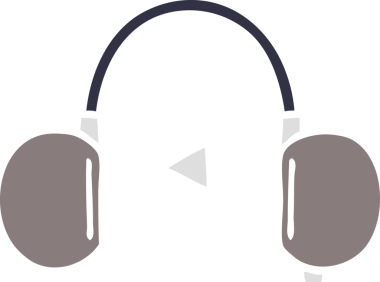 Bir insan tarafından çizilmiş eski bir kulaklığın düz renkli retro karikatürü