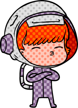 Bir insan tarafından çizilmiş meraklı astronot çizgi filmi.