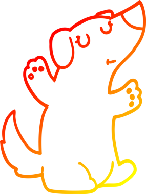 Bir insan tarafından çizilmiş çizgi film köpeğinin sıcak çizgi çizimi