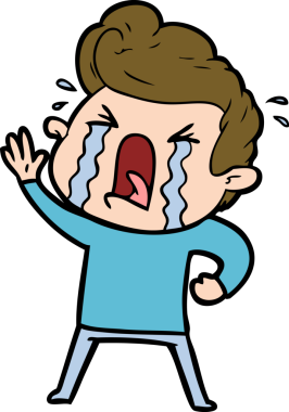 Bir insan tarafından çizilmiş ağlayan bir karikatür.