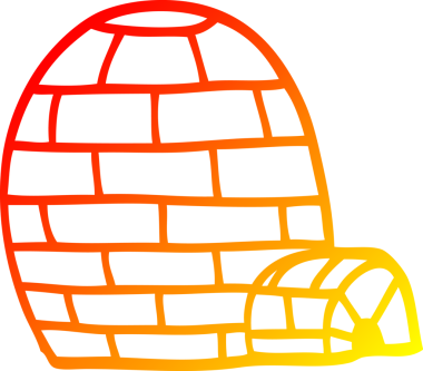 Bir insan tarafından çizilmiş bir buz iglosunun sıcak çizgi çizimi