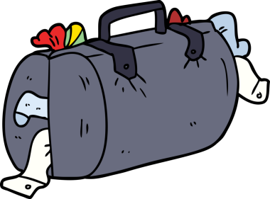 bir insan tarafından çizilmiş bir bavul.