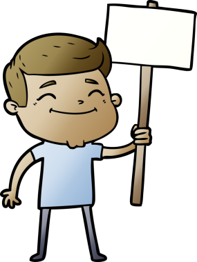 Bir insan tarafından çizilmiş mutlu bir karikatür adamı.