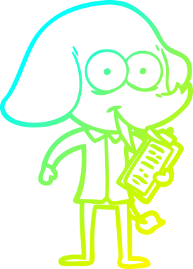 Bir insan tarafından çizilmiş mutlu bir filin soğuk gradyan çizgisi.