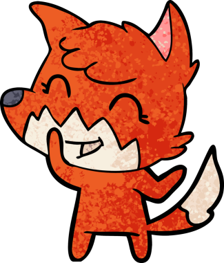 Bir insan tarafından çizilmiş mutlu çizgi film tilkisi.