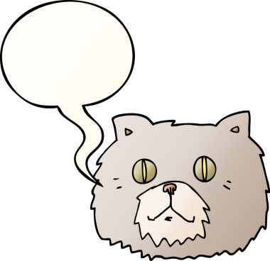 bir insan tarafından çizilmiş yumuşak eğimli konuşma baloncuklu çizgi film kedisi yüzü