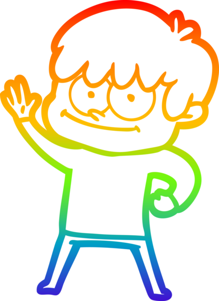 gökkuşağı gradyanı çizimi bir insan tarafından çizilmiş mutlu bir çizgi film adamı