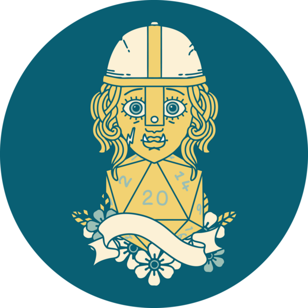 Retro Dövme Biçimi Bir insan tarafından çizilmiş 20 zarlı yarı ork savaşçı karakteri