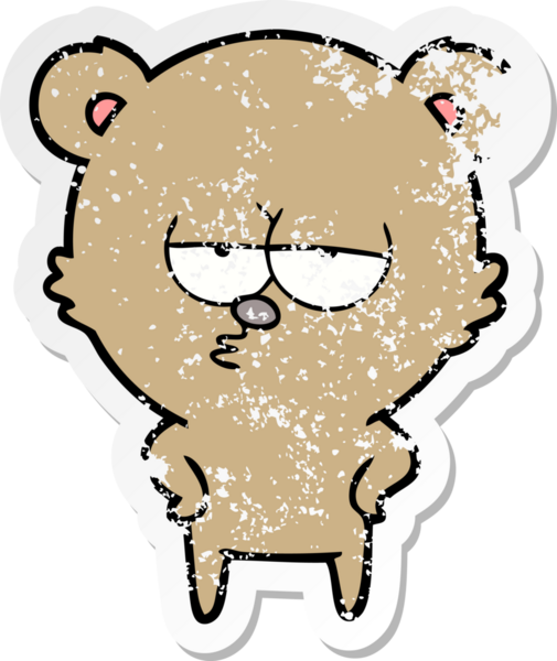 Bir insan tarafından çizilmiş sıkılmış bir ayı çizgi filminin sıkıntılı çıkartması.