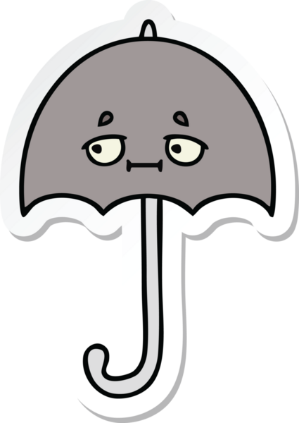 Bir insan tarafından çizilmiş şirin bir şemsiye çıkartması.