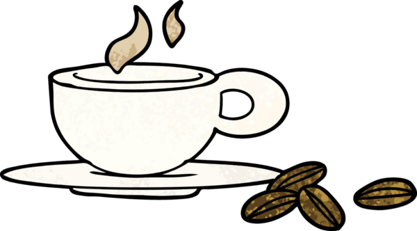 Bir insan tarafından çizilmiş güzel bir fincan kahve.