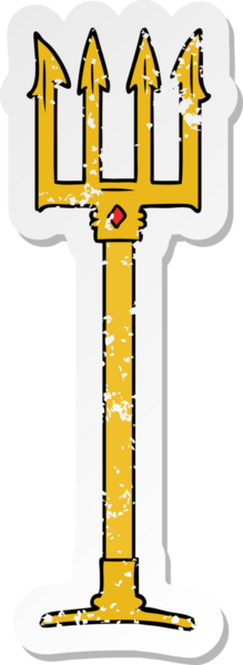 Bir insan tarafından çizilmiş üç çatallı mızrağın sıkıntılı çıkartması.