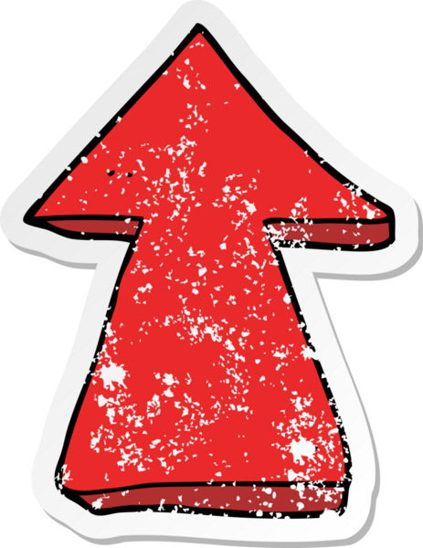 Bir insan tarafından çizilmiş ok şeklindeki karikatür çıkartması.