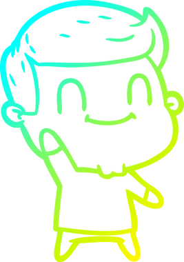 Bir insan tarafından çizilmiş mutlu bir adamın soğuk çizgi çizimi.