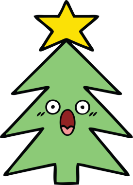 Bir insan tarafından çizilmiş güzel bir Noel ağacı karikatürü.