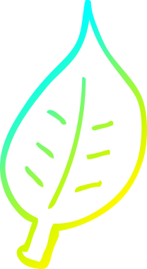 Bir insan tarafından çizilen sonbahar yaprağının soğuk gradyan çizimi