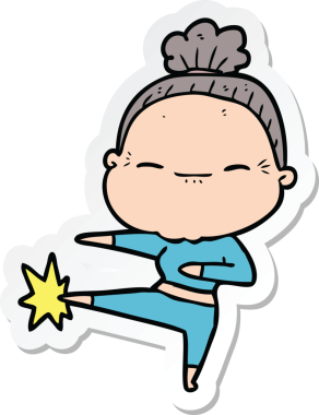 Bir insan tarafından çizilmiş barışçıl yaşlı bir kadının çıkartması.