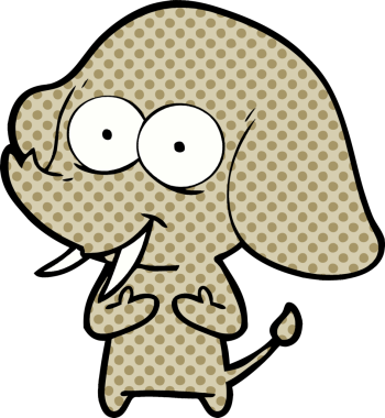 Bir insan tarafından çizilmiş mutlu bir fil.