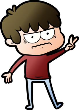 Bir insan tarafından çizilmiş sinirli çizgi film çocuğu.