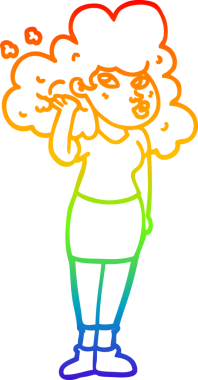 gökkuşağı gradyan çizimi bir çizgi kız bir insan tarafından çizilmiş saçla oynuyor