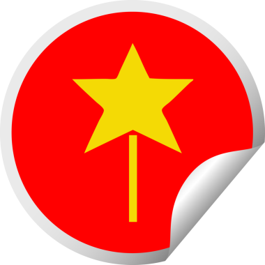 Bir insan tarafından çizilmiş bir yıldız asasının dairesel kabuk soyma etiketi.