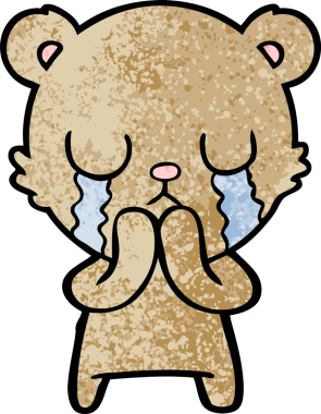 Bir insan tarafından çizilmiş ağlayan çizgi film ayısı.