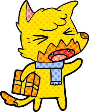 Bir insan tarafından çizilmiş tilki çizgi film karakteri.