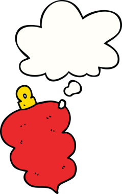 Bir insan tarafından çizilmiş düşünce baloncuğuyla süslenmiş bir karikatür.