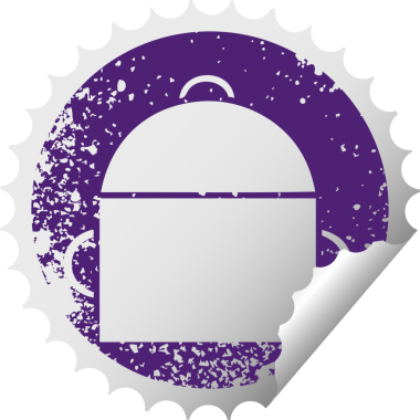 Bir insan tarafından çizilmiş sırt çantasının sıkıntılı, dairesel soyulan çıkartması.