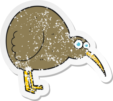 Bir insan tarafından çizilmiş kivi kuşunun gerilmiş yapıştırması.