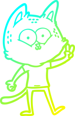 Bir çizgi film kedisinin insan tarafından çizilmiş bir barış işareti çizimi.