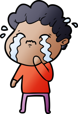 Bir insan tarafından çizilmiş ağlayan çizgi film adamı.