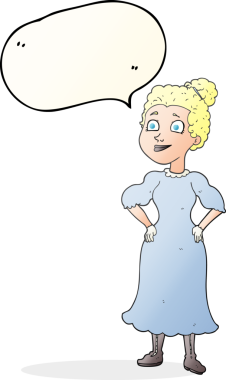 Bir insan tarafından çizilmiş serbest konuşma balonu karikatürü Victoria kadını.