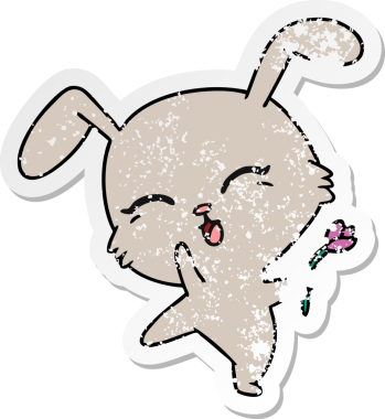 Bir insan tarafından çizilmiş sevimli kawaii tavşanının serbest sticker 'ı.