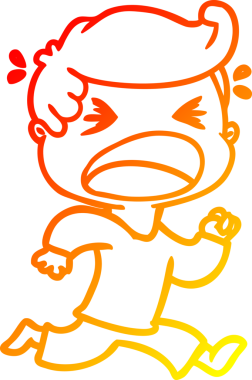 Bir insan tarafından çizilmiş bağıran bir çizgi film karakteri.