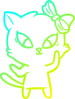 Bir insan tarafından çizilen çizgi film kedisinin soğuk gradyan çizgisi.