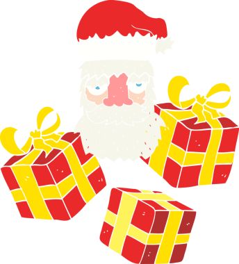 Bir insan tarafından çizilmiş Noel Baba suratının düz renk çizimi