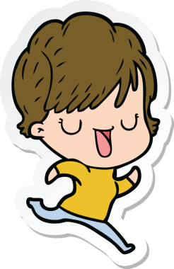 Bir insan tarafından çizilmiş bir karikatür kadının çıkartması.