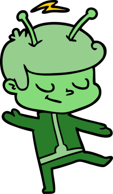 Bir insan tarafından çizilmiş dost canlısı çizgi film uzay adamı.